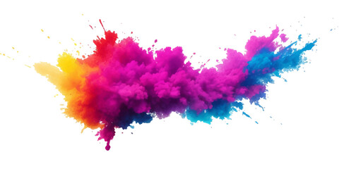 Multicolor powder explosion on White background. Colored cloud. Colorful dust explode. Paint Holi. colorful rainbow Holi paint color powder explosion with bright colors isolated white background.	