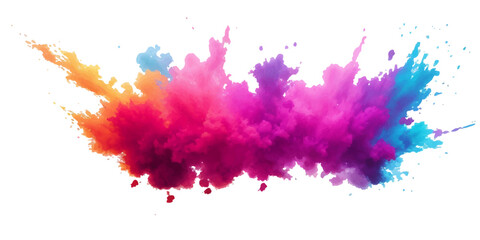 Multicolor powder explosion on White background. Colored cloud. Colorful dust explode. Paint Holi. colorful rainbow Holi paint color powder explosion with bright colors isolated white background.	