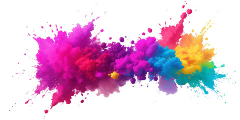Multicolor powder explosion on White background. Colored cloud. Colorful dust explode. Paint Holi. colorful rainbow Holi paint color powder explosion with bright colors isolated white background.	