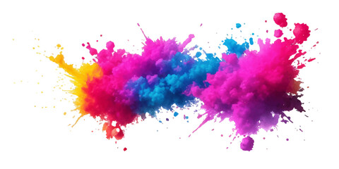 Multicolor powder explosion on White background. Colored cloud. Colorful dust explode. Paint Holi. colorful rainbow Holi paint color powder explosion with bright colors isolated white background.	