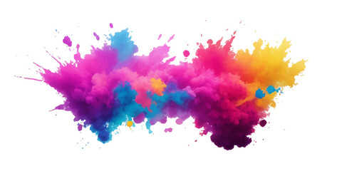 Multicolor powder explosion on White background. Colored cloud. Colorful dust explode. Paint Holi. colorful rainbow Holi paint color powder explosion with bright colors isolated white background.	