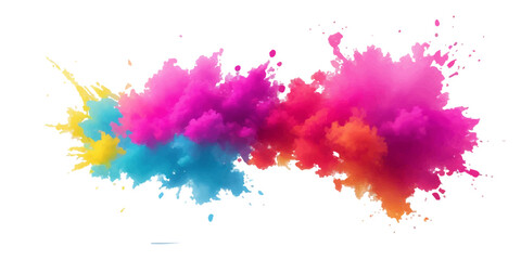 Multicolor powder explosion on White background. Colored cloud. Colorful dust explode. Paint Holi. colorful rainbow Holi paint color powder explosion with bright colors isolated white background.	