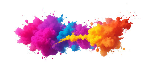Multicolor powder explosion on White background. Colored cloud. Colorful dust explode. Paint Holi. colorful rainbow Holi paint color powder explosion with bright colors isolated white background.	