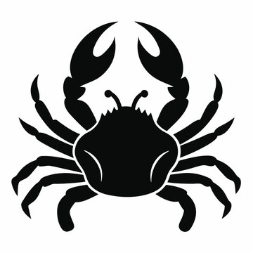 black crab silhouette on white background clip art preview