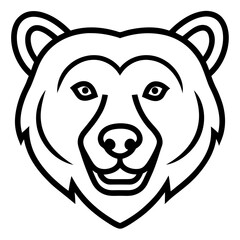 Naklejka premium Minimalist Bear Face Icon in Black art vector