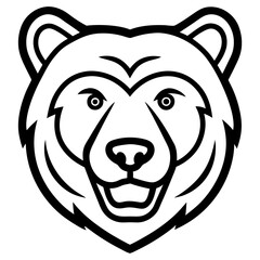 Minimalist Bear Face Icon in Black art vector