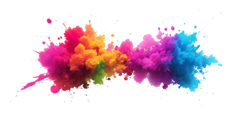 Multicolor powder explosion on White background. Colored cloud. Colorful dust explode. Paint Holi. colorful rainbow Holi paint color powder explosion with bright colors isolated white background.	