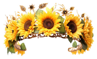 PNG  Sunflower crown plant white background inflorescence.