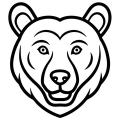 Minimalist Bear Face Icon in Black art vector