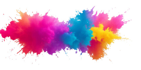 Fototapeta premium Multicolor powder explosion on White background. Colored cloud. Colorful dust explode. Paint Holi. colorful rainbow Holi paint color powder explosion with bright colors isolated white background. 