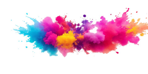 Multicolor powder explosion on White background. Colored cloud. Colorful dust explode. Paint Holi. colorful rainbow Holi paint color powder explosion with bright colors isolated white background.	