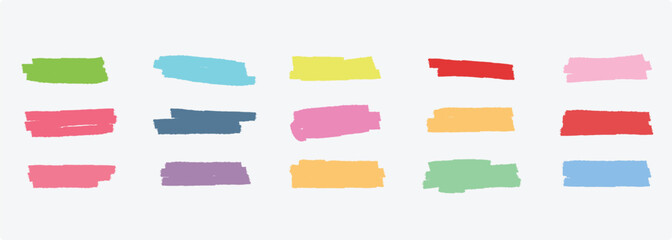  Doodle brush or marker underline slroke black line sketch set., Highlighter Marker Set Vector, 