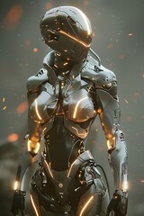 Naklejka premium female robot cyborg warrior