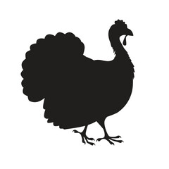 Black silhouette of a turkey. Vector illustration isolated on white background