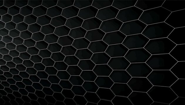 Technology abstract background with hexagons mesh, 3D abstraction of nanotechnology and science, electronics and digital style, Abstract geometric. Trendy Black background.