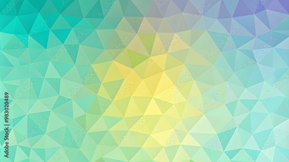 Poster the image displays a mesmerizing pattern formed by abstract polygons in shades of blue orange and pu