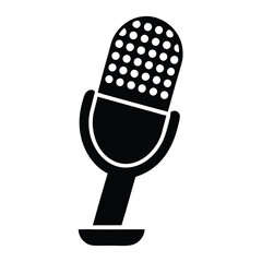 a Microphone icon, vector silhouette, isolated white background,