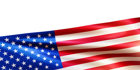 Obraz premium Realistic national American flag isolated on white background. Wavy flag of the United States of America. Patriotic symbol USA for Independence day, Veterans day, Memorial day. 3d vector illustration