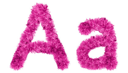 letter A made from New Year's tinsel, isolated Christmas tinsel, tinsel garland