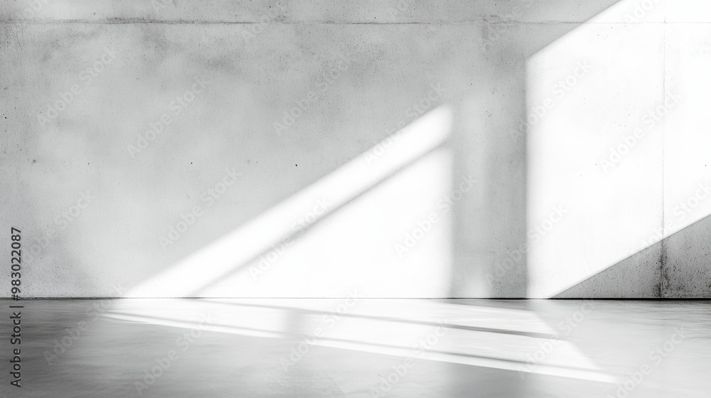 Poster bright modern minimalistic interior with ambient light and smooth concrete wall - sharp monochromati