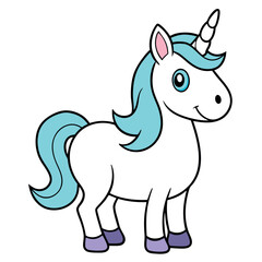 An  outline of a unicorn line art vector art illustration