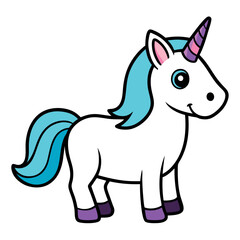An  outline of a unicorn line art vector art illustration