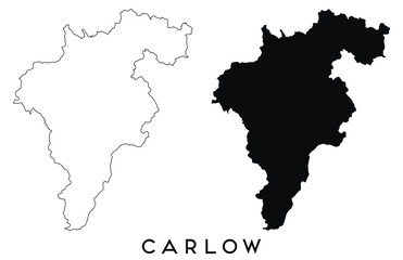 Obraz premium Carlow map outline and black silhouette vector
