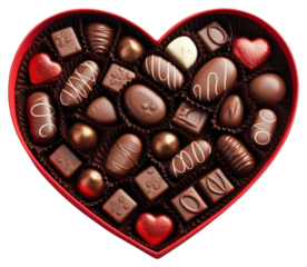 PNG Opened heart shaped chocolate box dessert food white background.