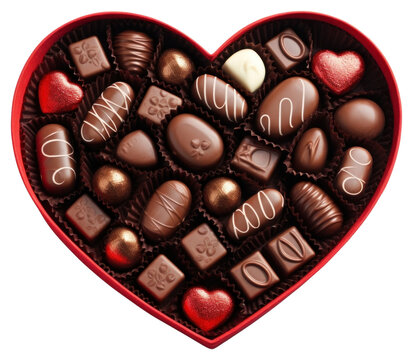 PNG Opened heart shaped chocolate box dessert food white background.