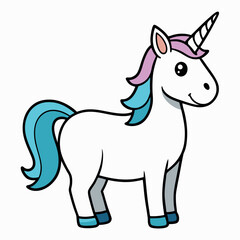 An  outline of a unicorn line art vector art illustration