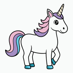 An  outline of a unicorn line art vector art illustration