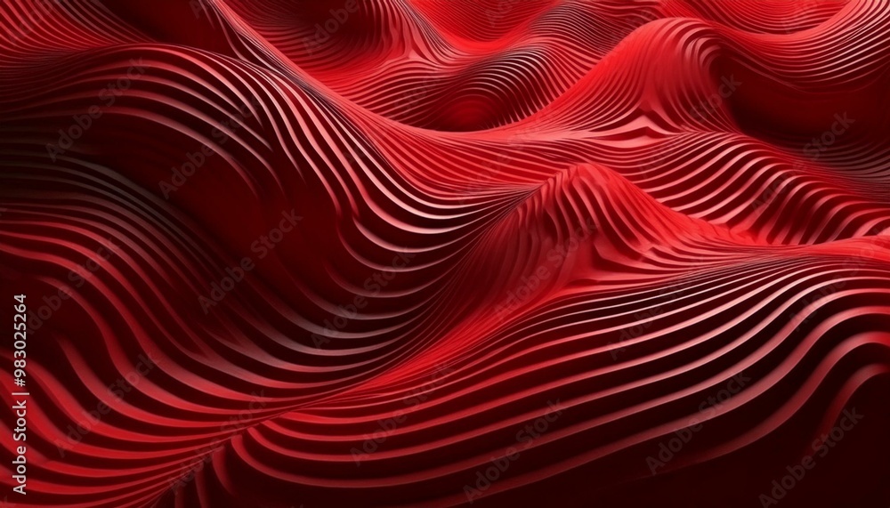Aufkleber three-dimensional render of red wavy pattern. red waves abstract the background texture. print, pain