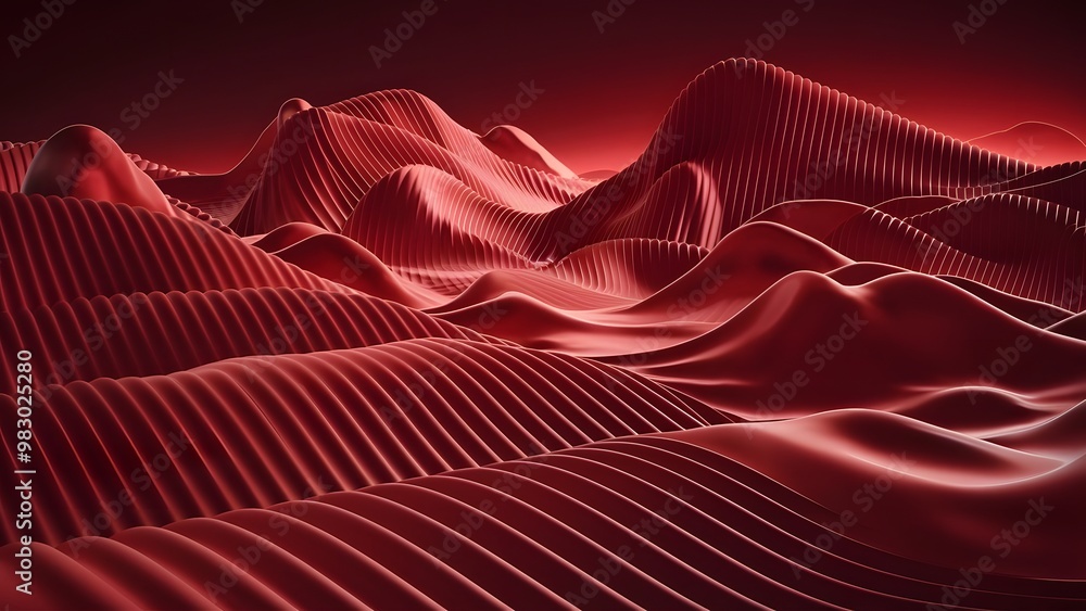 Aufkleber three-dimensional render of red wavy pattern. red waves abstract the background texture. print, pain