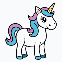 An  outline of a unicorn line art vector art illustration