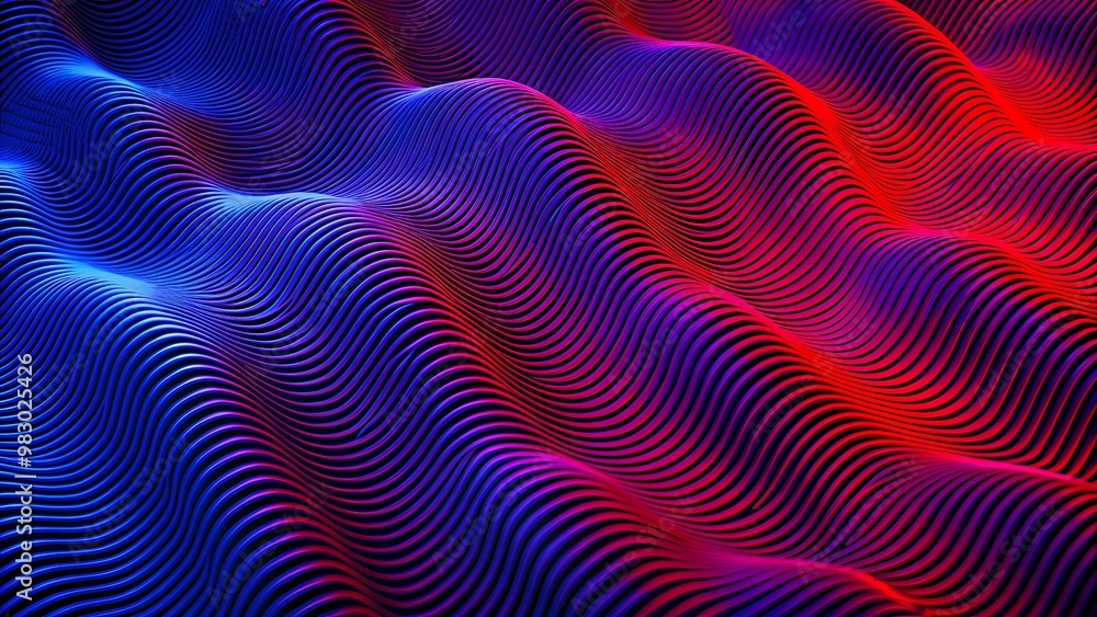 Aufkleber three-dimensional render of red wavy pattern. red waves abstract the background texture. print, pain