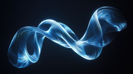 A twisting 3D helix of translucent material glowing softly against a dark background.
