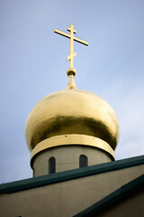 HOUSTON, TEXAS - SEPTEMBER 15TH 2024: Saint Vladimir the Great Prince and Equal-to-the-Apostles Church, Russian Orthodox Abroad, a Christian chapel interior and exterior during the religious service