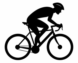 A silhouette of a male biker with helmet biking,Cycling silhouette vector,Bicyclist silhouette