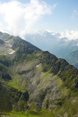 Naklejka premium Panorama opening from Hochzeiger mountain, Pitztal valley, Austria