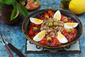 A traditional dish of Tunisian cuisine - Mechouia salad
