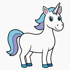 An  outline of a unicorn line art vector art illustration