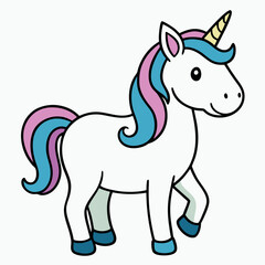 An  outline of a unicorn line art vector art illustration