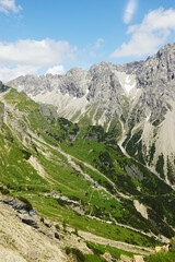 Fototapeta premium Muttekopfhütte cabin in the Austrian Alps, near Imst