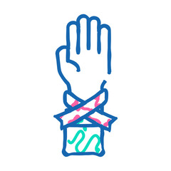 Obraz premium hand with ribbon symbol aids hiv doodle icon sketch vector. hand with ribbon symbol aids hiv sign. isolated symbol illustration