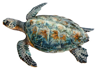 PNG  Colorful sea turtle illustration