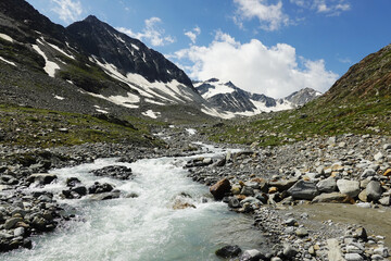 Taschach stream not far from Pitztaler glacier, the Austrian Alps