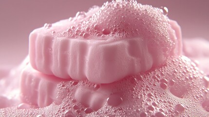 Pink Soap Bubbles: A Close-Up of Cleanliness and Luxury