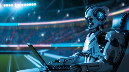 Fototapeta premium Robotic AI powered Athlete Competing in a Virtual Esports Arena