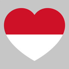 flag of Monaco in form of heart symbol of love