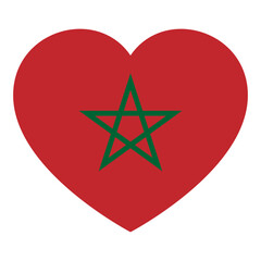 flag of Morocco in form of heart symbol of love